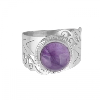 Bohemian style purple stone chic design ring